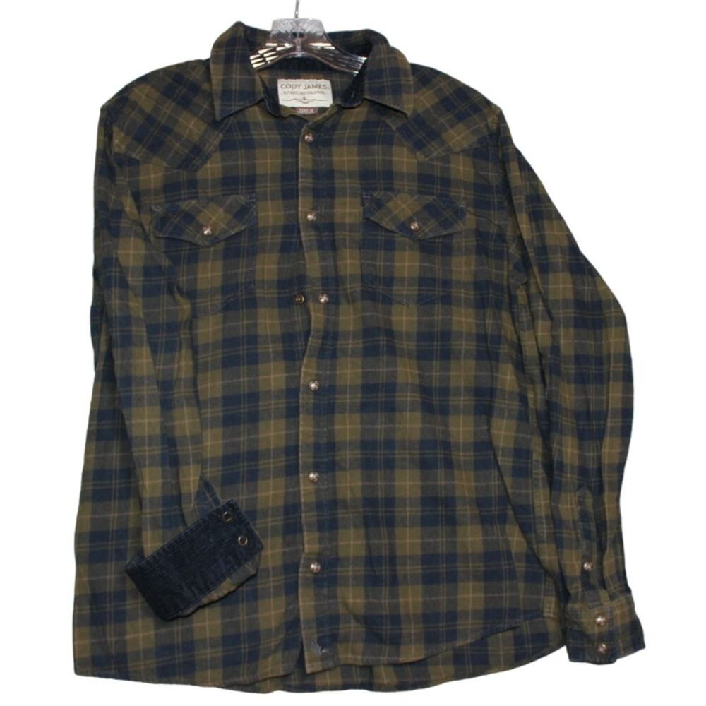 Cody James Authentic WesternStitched Plaid Western Pearl Snap Long Sleeve Size M